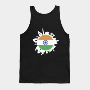 India Skyline India Flag Delhi Mumbai Chennai Kolkata Tank Top